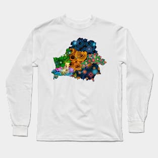 Spirograph Patterned Belarus Oblasts Map Long Sleeve T-Shirt